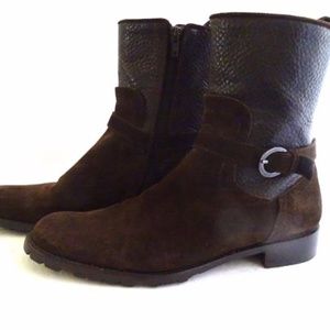 Vintage Italian Moto Boots, Brown Leather